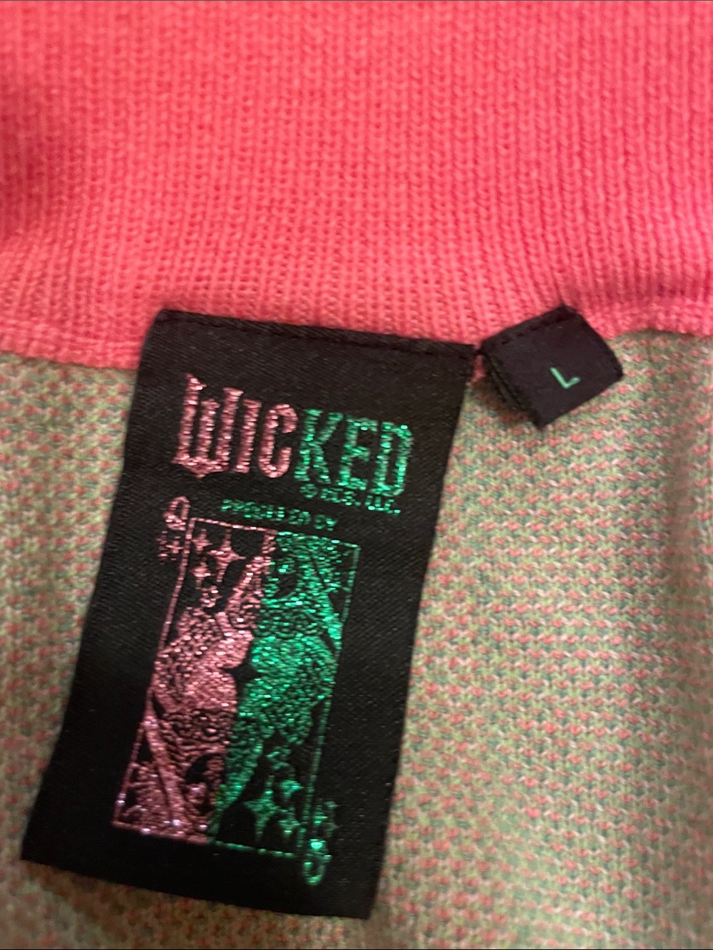 QUEEN OF SPARKLES Wicked  Pink and Green Checkerboard Sequin Skater Skirt - Picture 2 of 2
